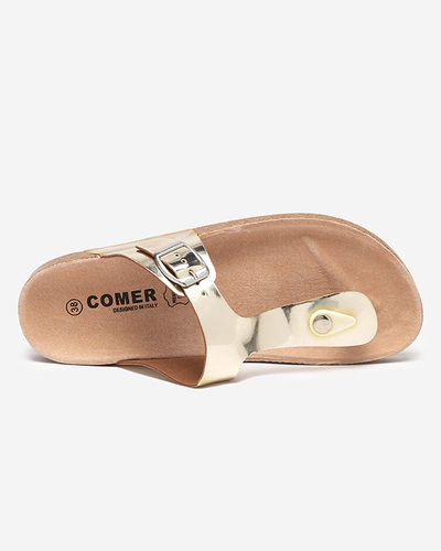 OUTLET Papuci de dama Gold Flip-flops Elotsi - Incaltaminte