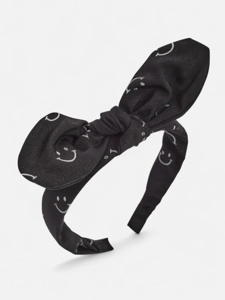 Royalfashion Diadema infantil con lazo y estampado de caras sonrientes