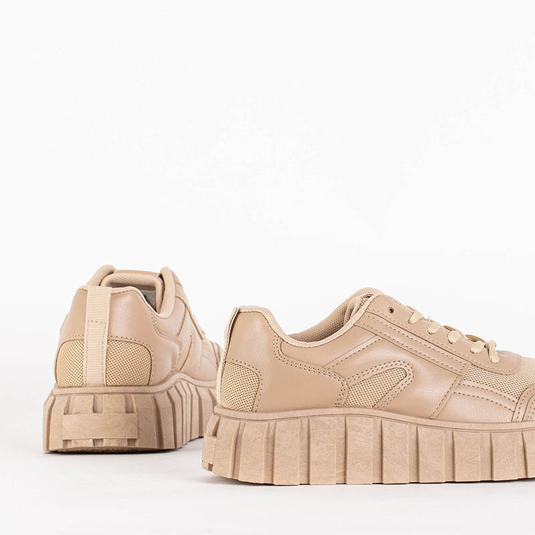 OUTLET Pantofi sport de dama bej pe platforma Renlida - Incaltaminte