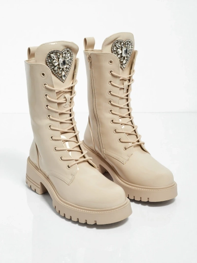 Botine Dama Flora Bej Strălucitoare Elegante de Toamnă