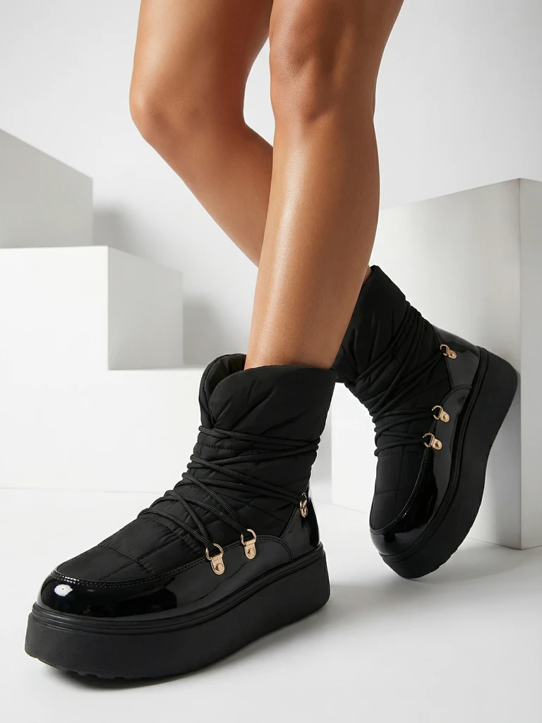 Royalfashion Cizme de zăpadă slip-on pentru femei în negru Dabenda