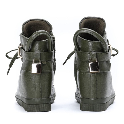 Zielone sneakersy na krytym koturnie Sinnea - Obuwie