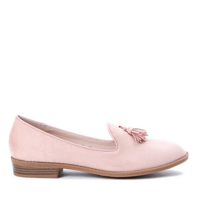Różowe mokasyny z frędzlami Samantha - Obuwie
