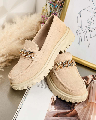 Royalfashion Mocasini de damă din piele ecologică de căprioară cu ornament Lehels