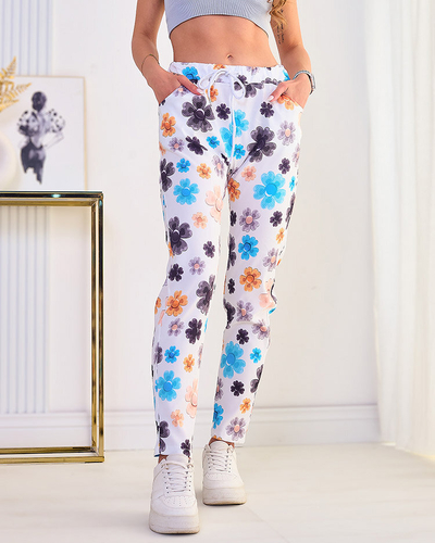 Royalfashion Pantaloni de damă din țesătură cu motive florale