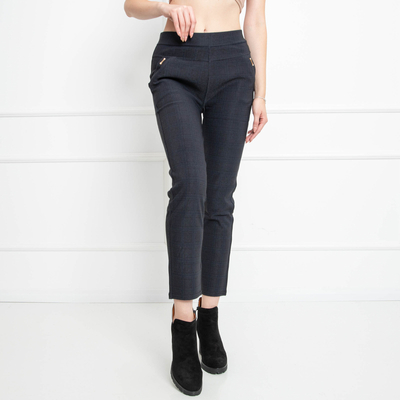 Pantaloni de dama cu carouri bleumarin - Imbracaminte