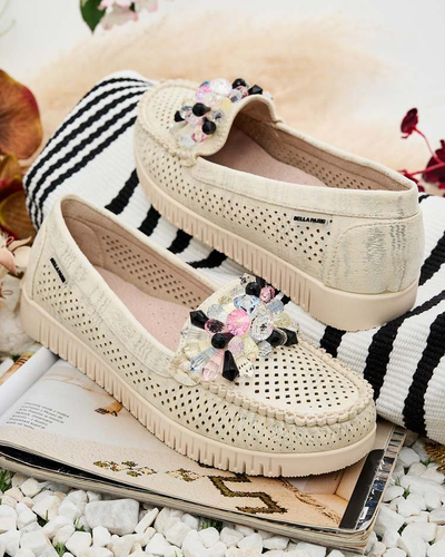 Royalfashion Mocasini traforați cu mărgele pentru femei Nasfali