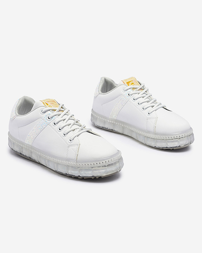 Pantofi sport de damă de culoare albă cu inserții gri Asxa- Footwear
