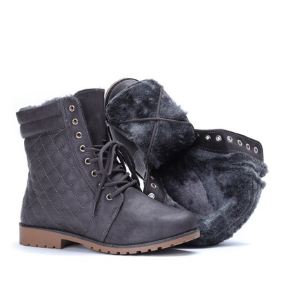 Szare workery z pikowanym wykończeniem Marlenne- Obuwie