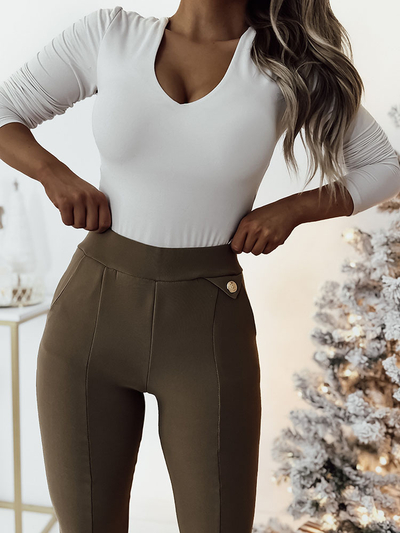 Royalfashion jambiere din piele ecologică a'la bells negru pentru femei a'la bells