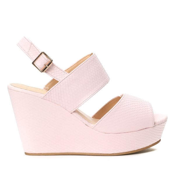 Różowe sandały na koturnie Aiyana- Obuwie