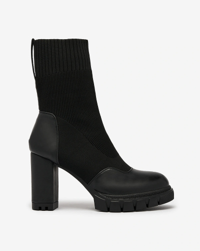 Royalfashion Black Higher Heel Flexi Booties pentru femei