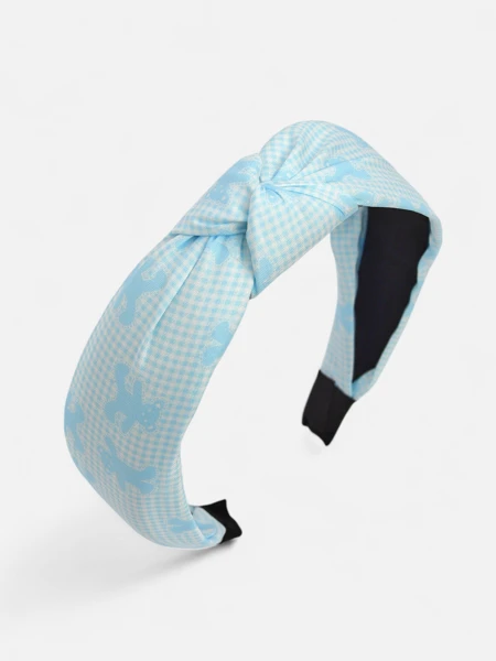 Royalfashion Bandă de păr împletită în carouri și cu urși