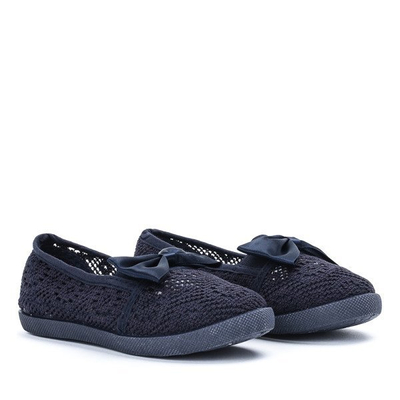 OUTLET Tenisi bleumarin pentru fete cu fundita din satin Sugar Boomb - Incaltaminte