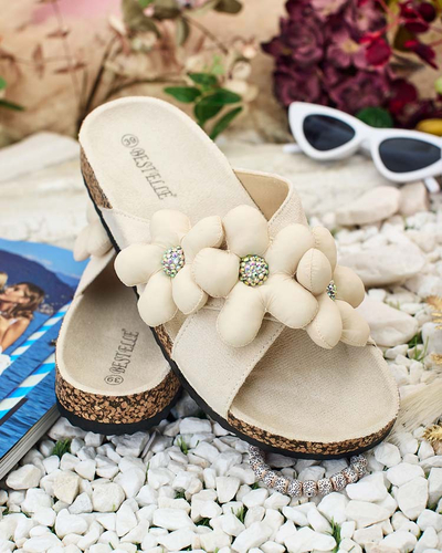 Royalfashion Papuci cu curea pentru femei Polidda Flower Strap