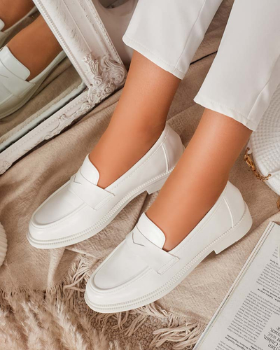 Mocasini albi pentru femei din piele ecologică Zibom- Footwear