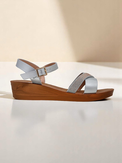 Sandale Royalfashion cu talpă wedge pentru femei, cu strasuri Allona