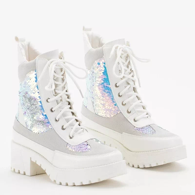 OUTLET Botine albe dama Licynia - Pantofi