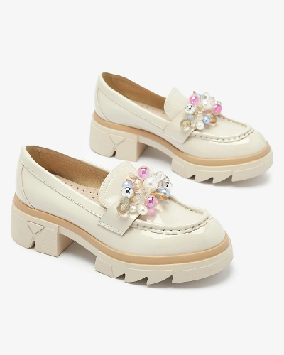 Mocasini bej lăcuit pentru femei Geloppa- Footwear