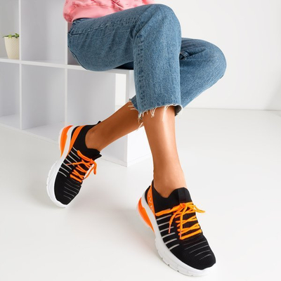 Czarne buty sportowe z neonowymi wstawkami Loveli - Obuwie