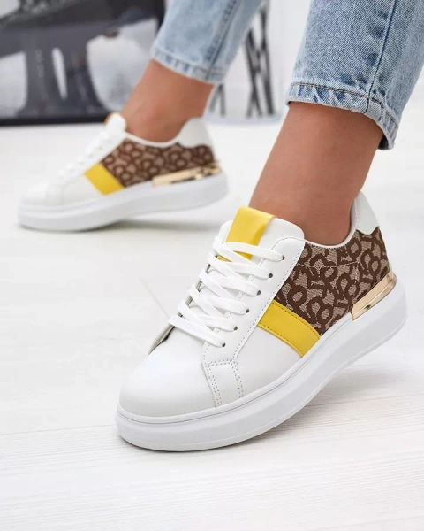 Royalfashion Pantofi sport pentru femei albi și maro Mlysio