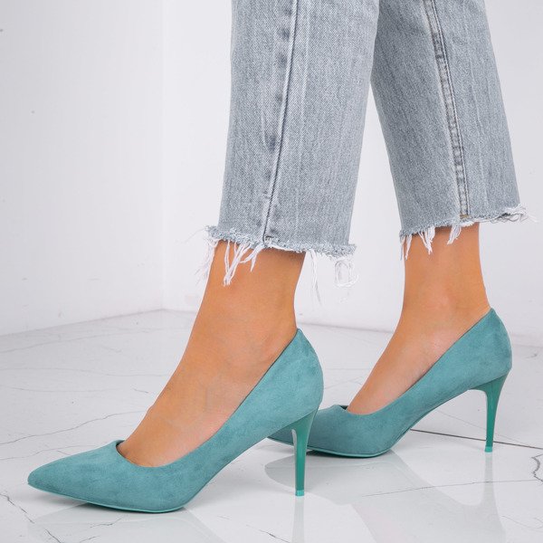 Czółenka na szpilce z eko zamszu w kolorze morskiej zieleni Camoa - Obuwie