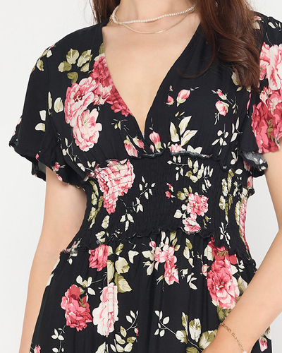 Rochie de damă Airy neagră cu mâneci scurte - Îmbrăcăminte