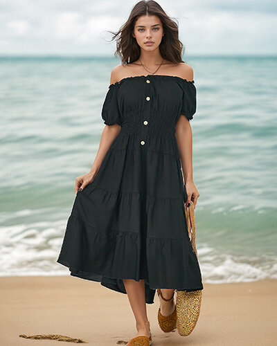 Royalfashion Rochie a'la spaniolă până la genunchi pentru femei