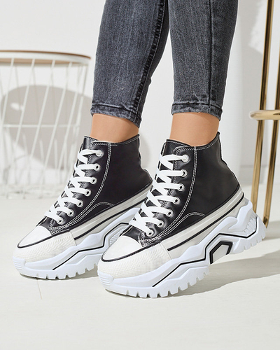 OUTLET Pantofi sport cu platformă izolată neagră pentru femei a'la adidași Retiha - Încălțăminte