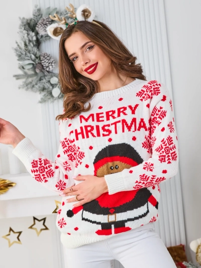 Royalfashion Pulover de Crăciun pentru femei cu Moș Crăciun