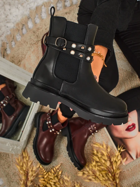 Botine înalte de damă din piele ecologică Pearl Mist