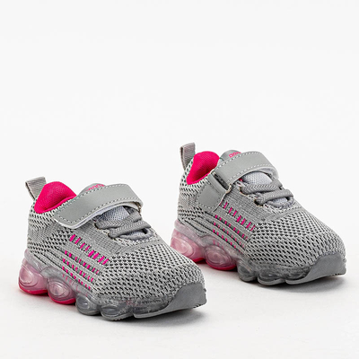 Pantofi sport gri pentru copii cu elemente roz Dons - Incaltaminte