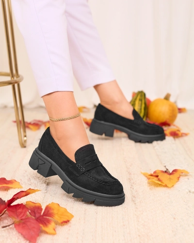 Royalfashion Negru mocasini traforați pentru femei Lace Glide