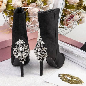 Botine negre cu decor Tiffanie - Încălțăminte