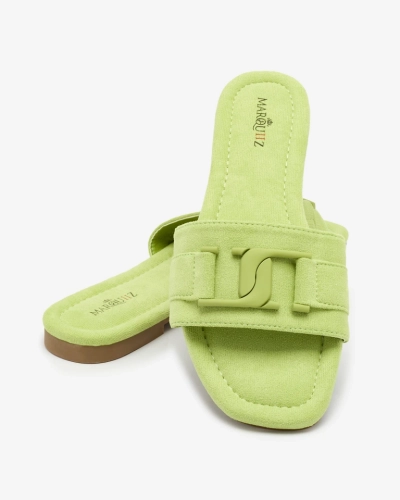 Royalfashion Șlapi de damă verde neon cu cataramă Rydr