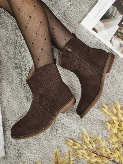 Botine ajurate eco-întoarse cu branț natural Nolani