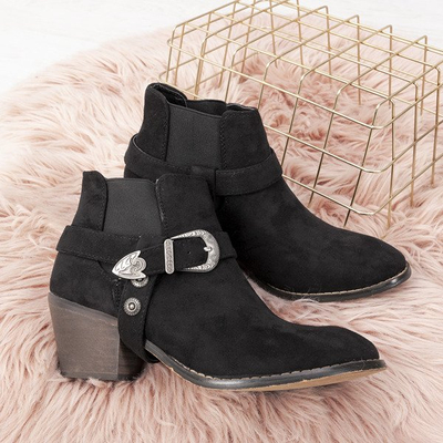 Cizme negre pe cizme cowboy asiene low post - Încălțăminte