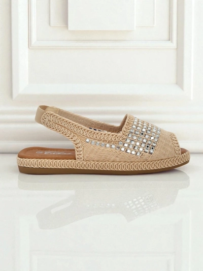 Sandale espadrile de damă cu pietre strălucitoare Belle Sparkle