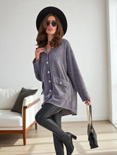 Cardigan femei Royalfashion cu nasturi aurii MĂRIME MARE