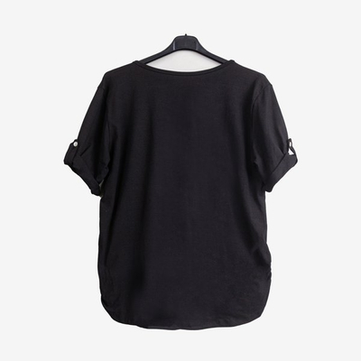 Czarna tunika damska z kwiatkami - Odzież