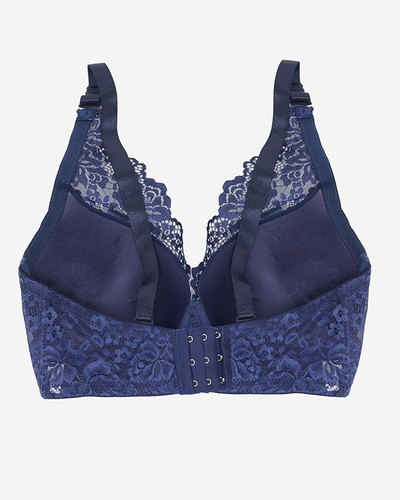 Sutien roz cu dantela bleumarin - Lenjerie intima