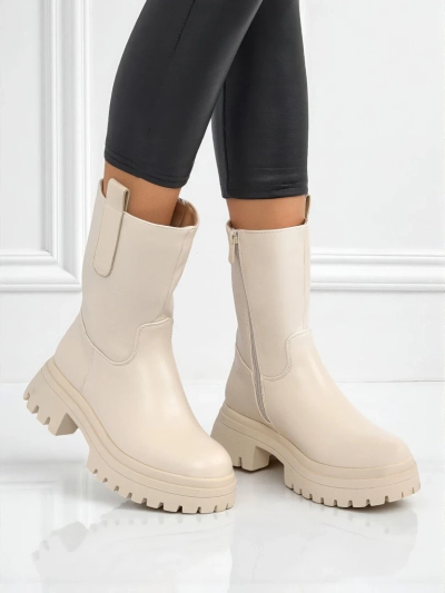 Wyższe botki damskie ze skóry ekologicznej Scarlet Mist