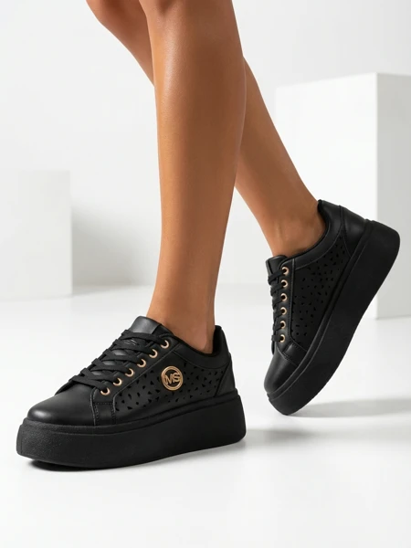 Aurelia Nero - Platformă neagră Royalfashion din piele ecologică, model LH201-8