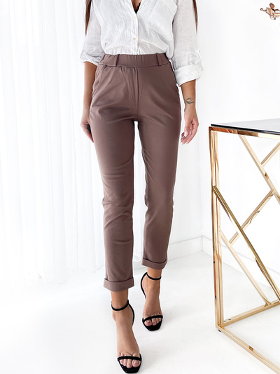 Royalfashion Pantaloni treggings pentru femei maro deschis