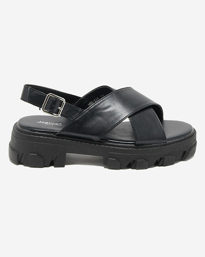 Sandale de dama negre pe talpa groasa Denidas - Pantofi