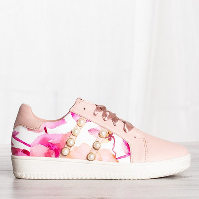 Różowe buty sportowe z ozdoba Balada - Obuwie