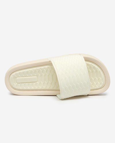 OUTLET Papuci dama albi cu relief Galite - Incaltaminte