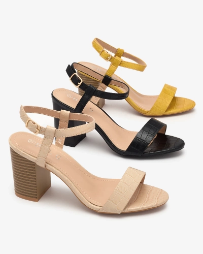 Sandale de damă galbene cu ștanțare Francola- Footwear