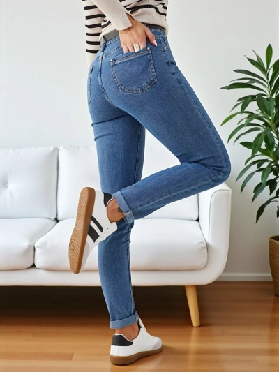Jeansuri tapered din bumbac pentru femei Royalfashion