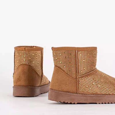 OUTLET Cizme de zapada dama cu zirconiu camel Rudis - Incaltaminte